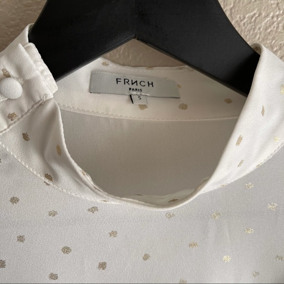 FRNCH Sheer White Blouse Size Small - Picture 5 of 8
